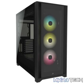 Corsair iCUE 5000X RGB Tempered Glass Mid Tower ATX Smart Case  Black